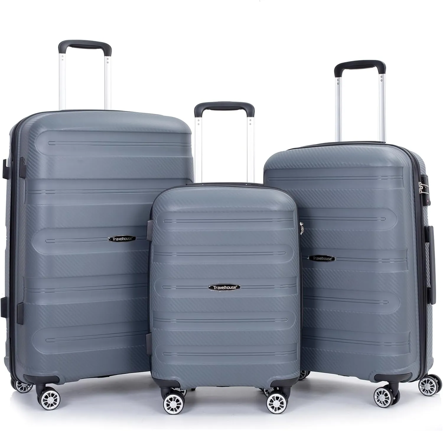 Gray-21 3-Piece Hardshell Luggage Set, Lightweight Suitcase Set with Spinner Wheels, TSA Lock, Checked and Carry-on Luggage (20/24/28 inch)