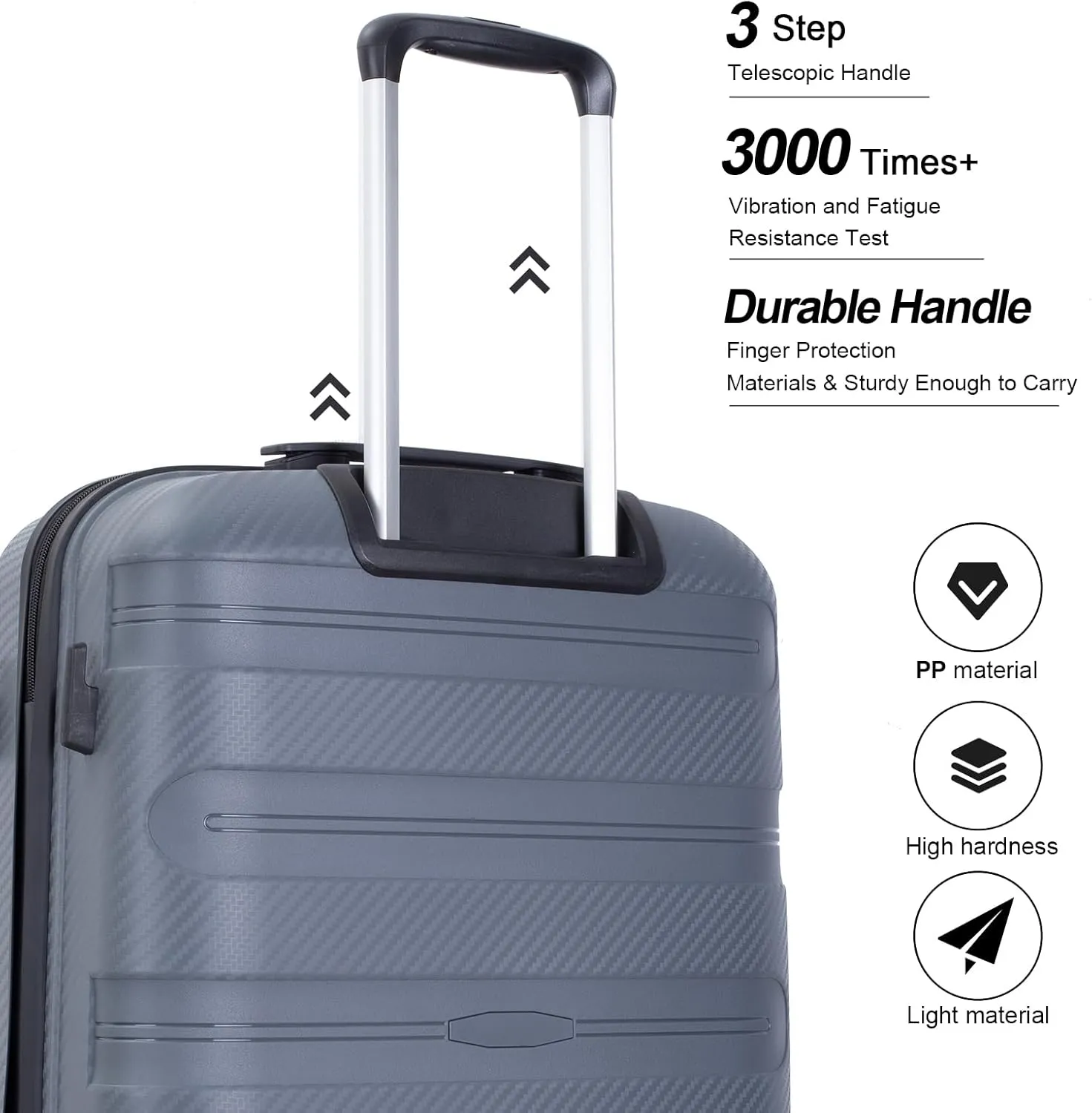 Gray-21 3-Piece Hardshell Luggage Set, Lightweight Suitcase Set with Spinner Wheels, TSA Lock, Checked and Carry-on Luggage (20/24/28 inch)