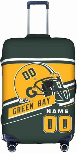 Green Bay Black Suitcase Cover – Elastic Luggage Protector, Scratch-Resistant Travel Case Cover – Ideal Gift For Both Men And Women Fans