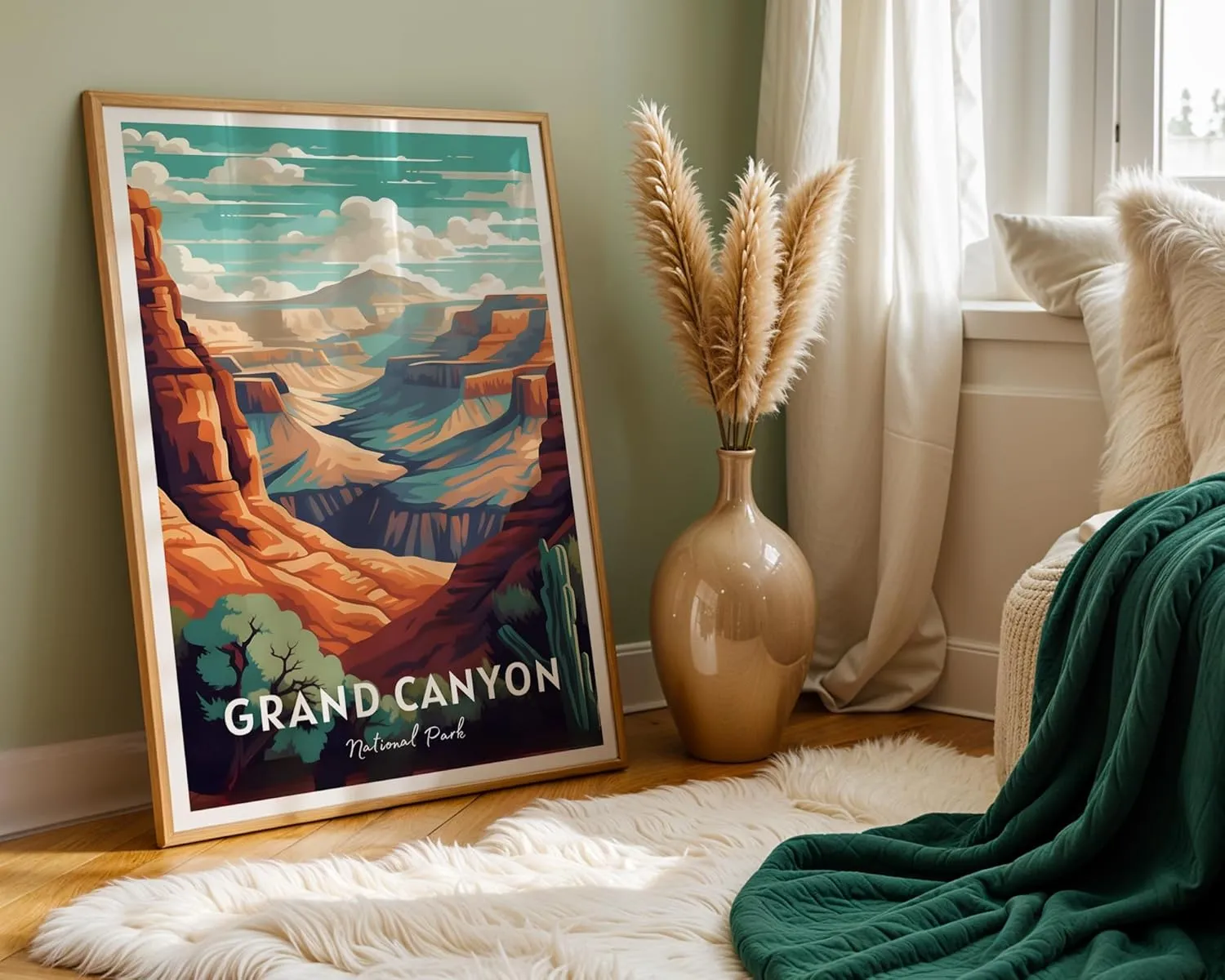 GroovyGrove Grand Canyon National Park Poster, Nature Landscape Wall Art Print, Scenic Travel Decor for Home, Office, Bedroom, Living Room, Adventure & Hiking Gift for Outdoor Lovers (Unframed)