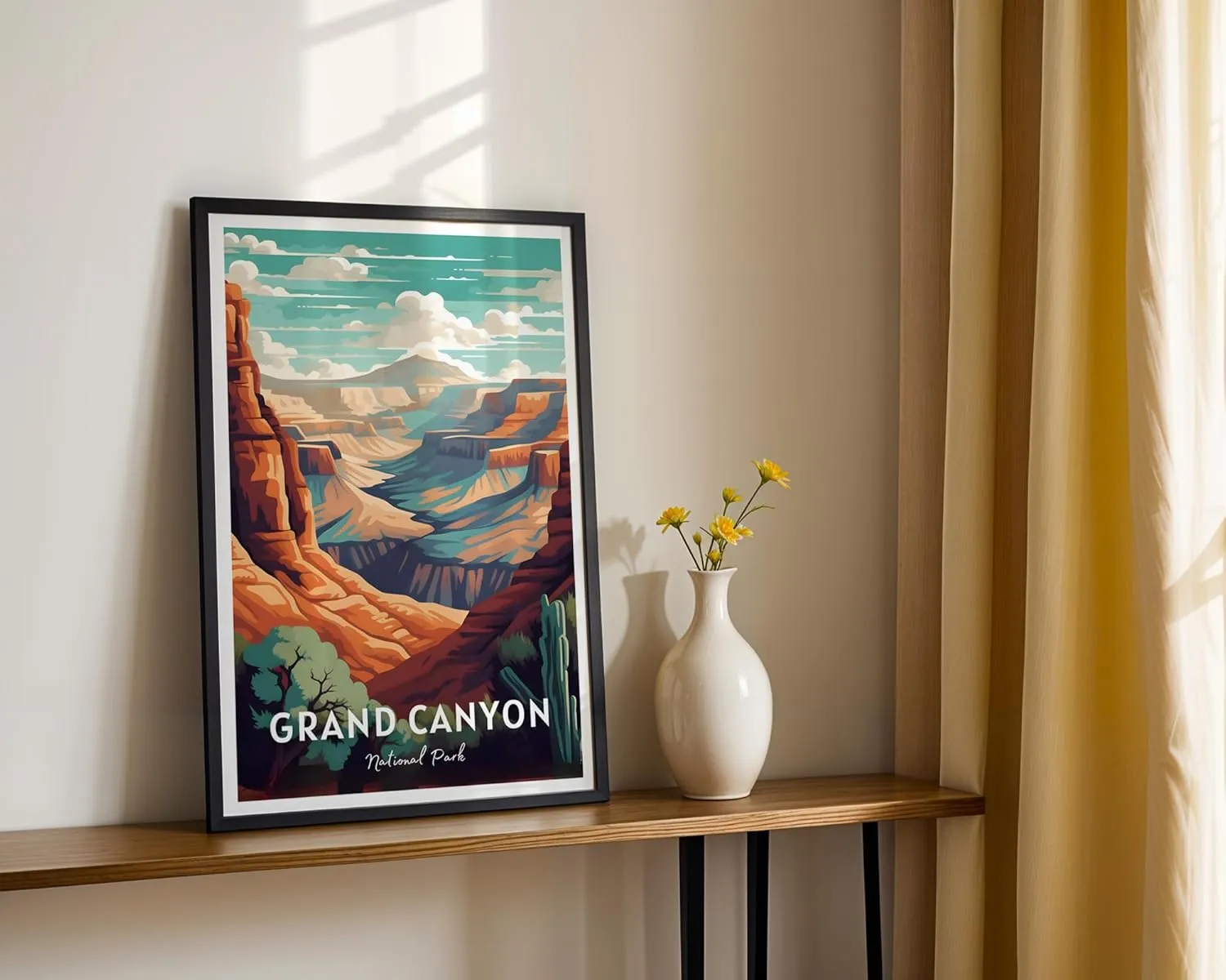 GroovyGrove Grand Canyon National Park Poster, Nature Landscape Wall Art Print, Scenic Travel Decor for Home, Office, Bedroom, Living Room, Adventure & Hiking Gift for Outdoor Lovers (Unframed)