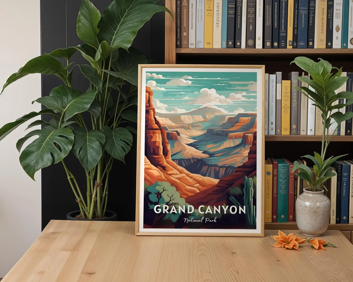GroovyGrove Grand Canyon National Park Poster, Nature Landscape Wall Art Print, Scenic Travel Decor for Home, Office, Bedroom, Living Room, Adventure & Hiking Gift for Outdoor Lovers (Unframed)