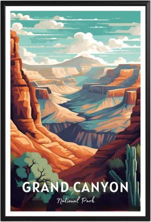 GroovyGrove Grand Canyon National Park Poster, Nature Landscape Wall Art Print, Scenic Travel Decor for Home, Office, Bedroom, Living Room, Adventure & Hiking Gift for Outdoor Lovers (Unframed)