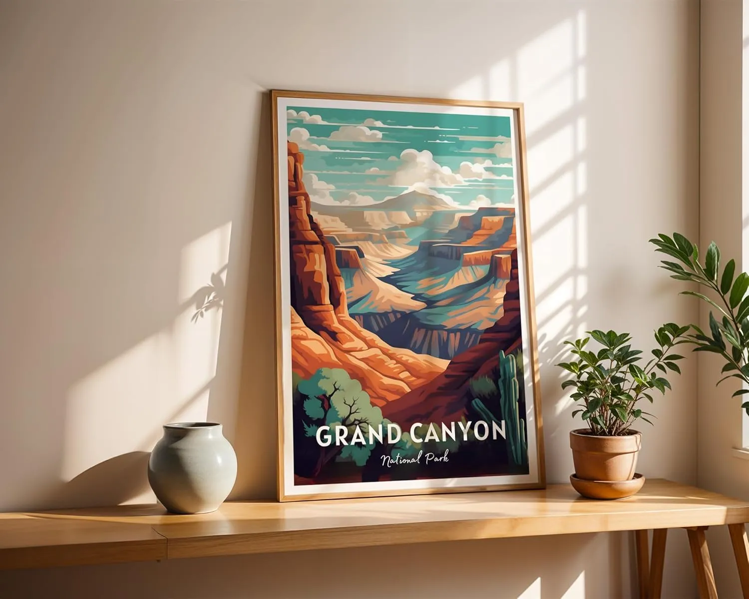 GroovyGrove Grand Canyon National Park Poster, Nature Landscape Wall Art Print, Scenic Travel Decor for Home, Office, Bedroom, Living Room, Adventure & Hiking Gift for Outdoor Lovers (Unframed)