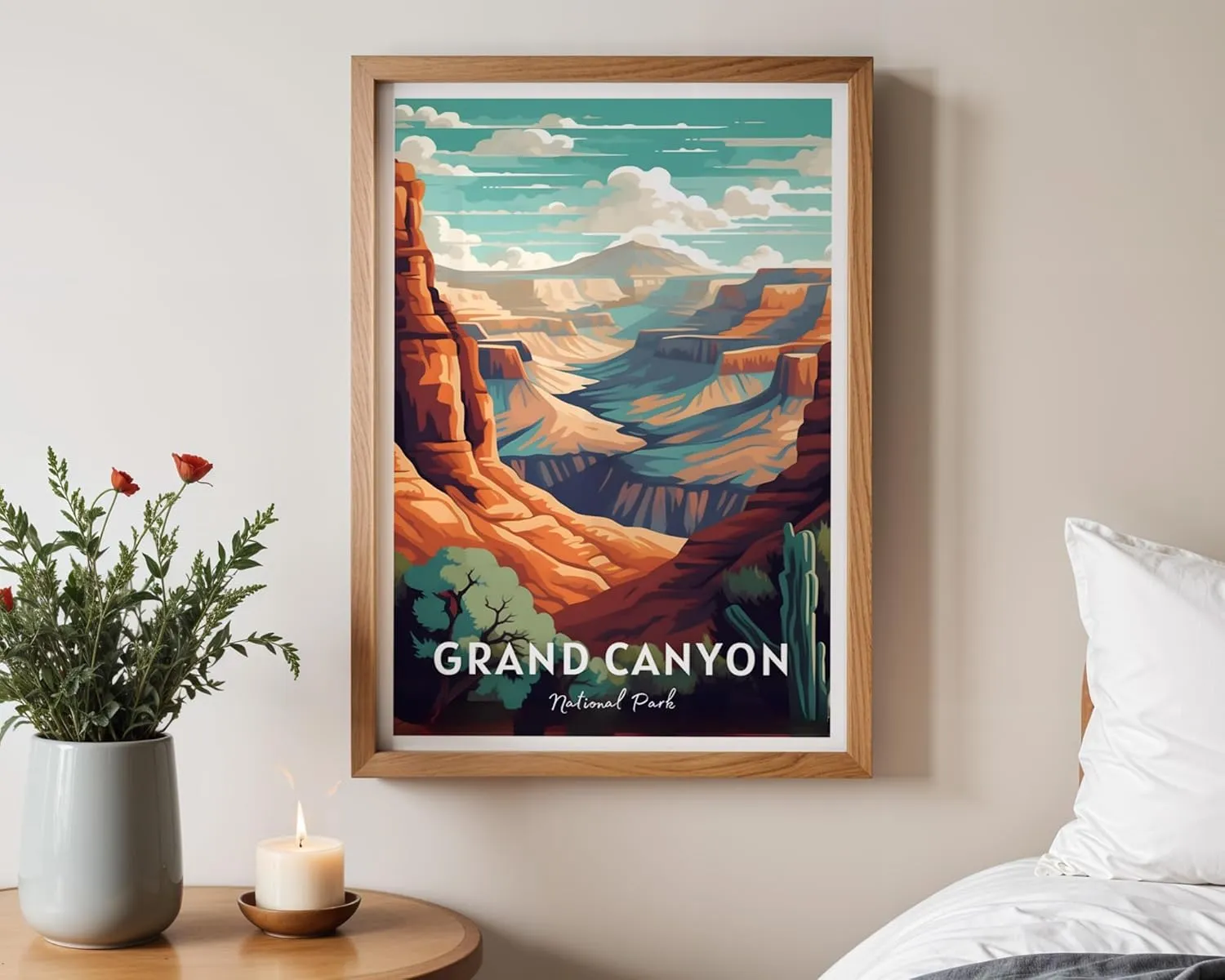 GroovyGrove Grand Canyon National Park Poster, Nature Landscape Wall Art Print, Scenic Travel Decor for Home, Office, Bedroom, Living Room, Adventure & Hiking Gift for Outdoor Lovers (Unframed)