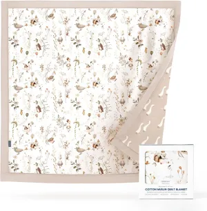 GRSSDER Muslin Cotton Quilt Blanket - Silky Soft and Breathable Baby Blanket Quilt, Oversized Muslin Blankets for Newborns, Toddlers & Kids, 6 Layers Reversible Design for All Seasons, 47" x 47"