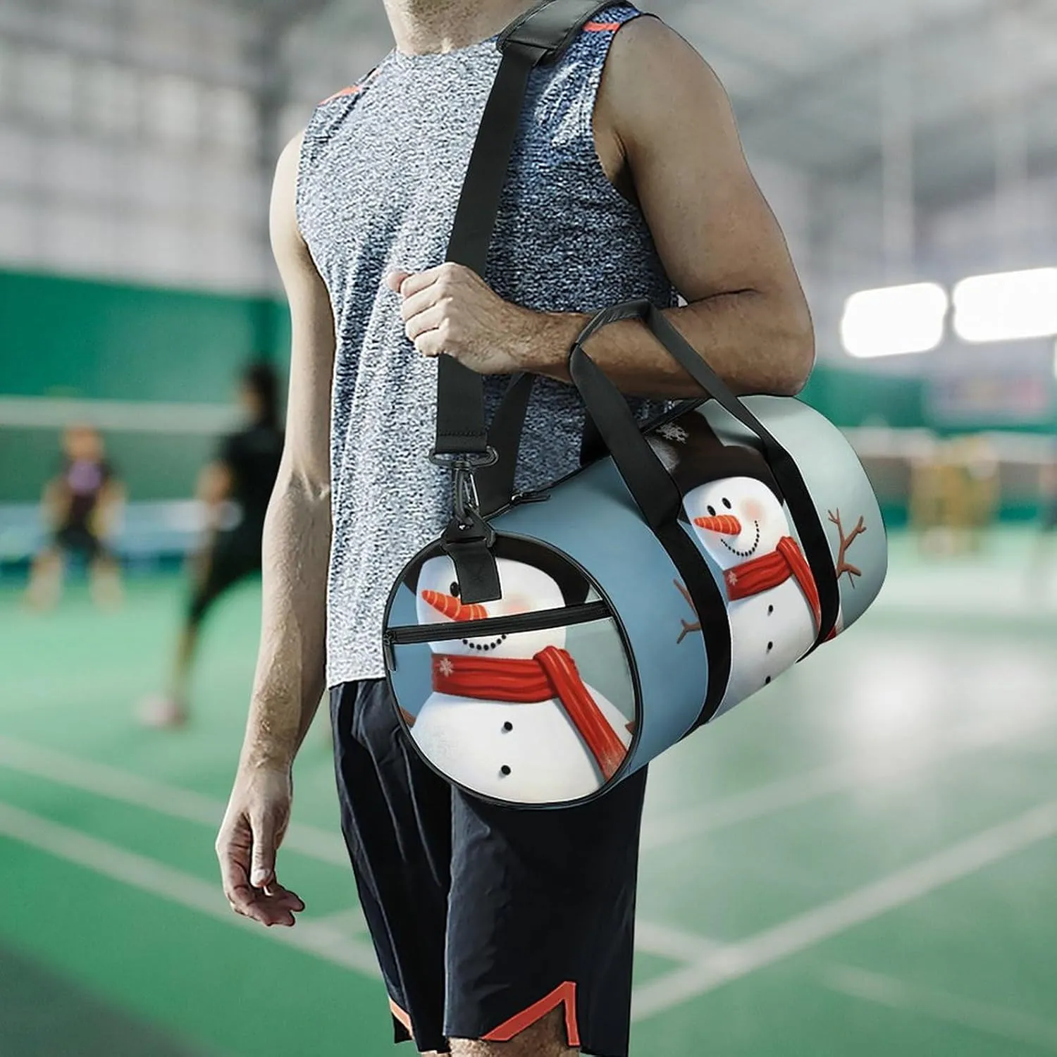 Gym Bag for Men Women Cute Snowman Duffel Bag Overnight Bag with Compartment Gym Sackpac