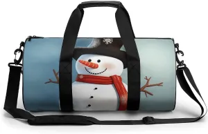 Gym Bag for Men Women Cute Snowman Duffel Bag Overnight Bag with Compartment Gym Sackpac