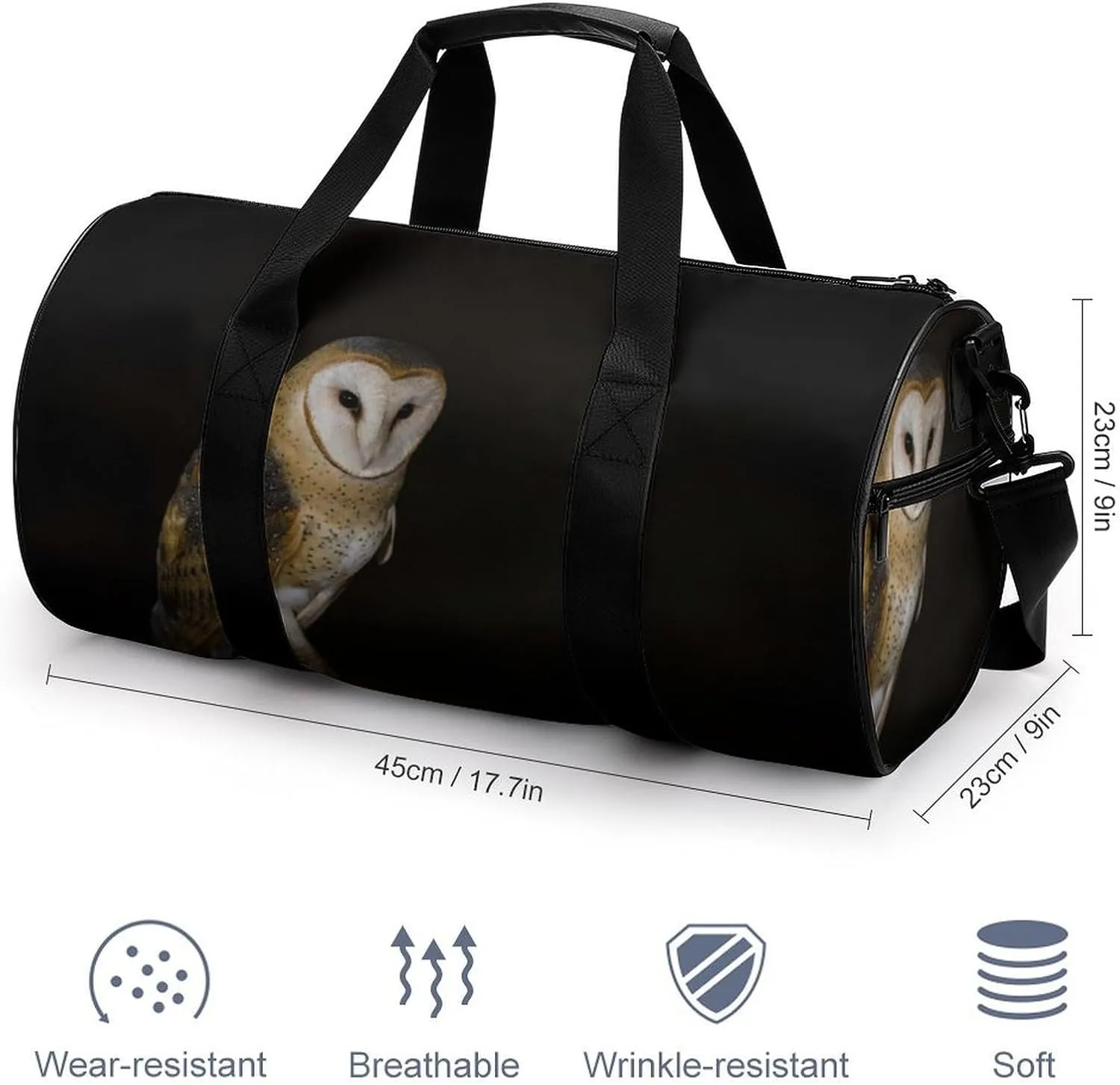 Gym Bag for Men Women Owl in The Dark Duffel Bag Overnight Bag with Compartment Gym Sackpac