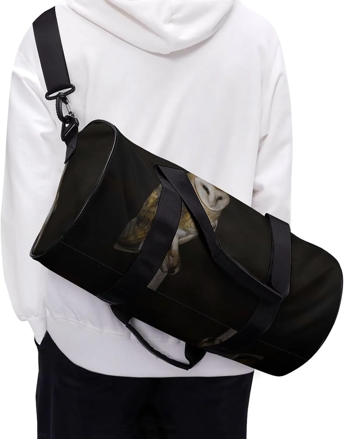 Gym Bag for Men Women Owl in The Dark Duffel Bag Overnight Bag with Compartment Gym Sackpac