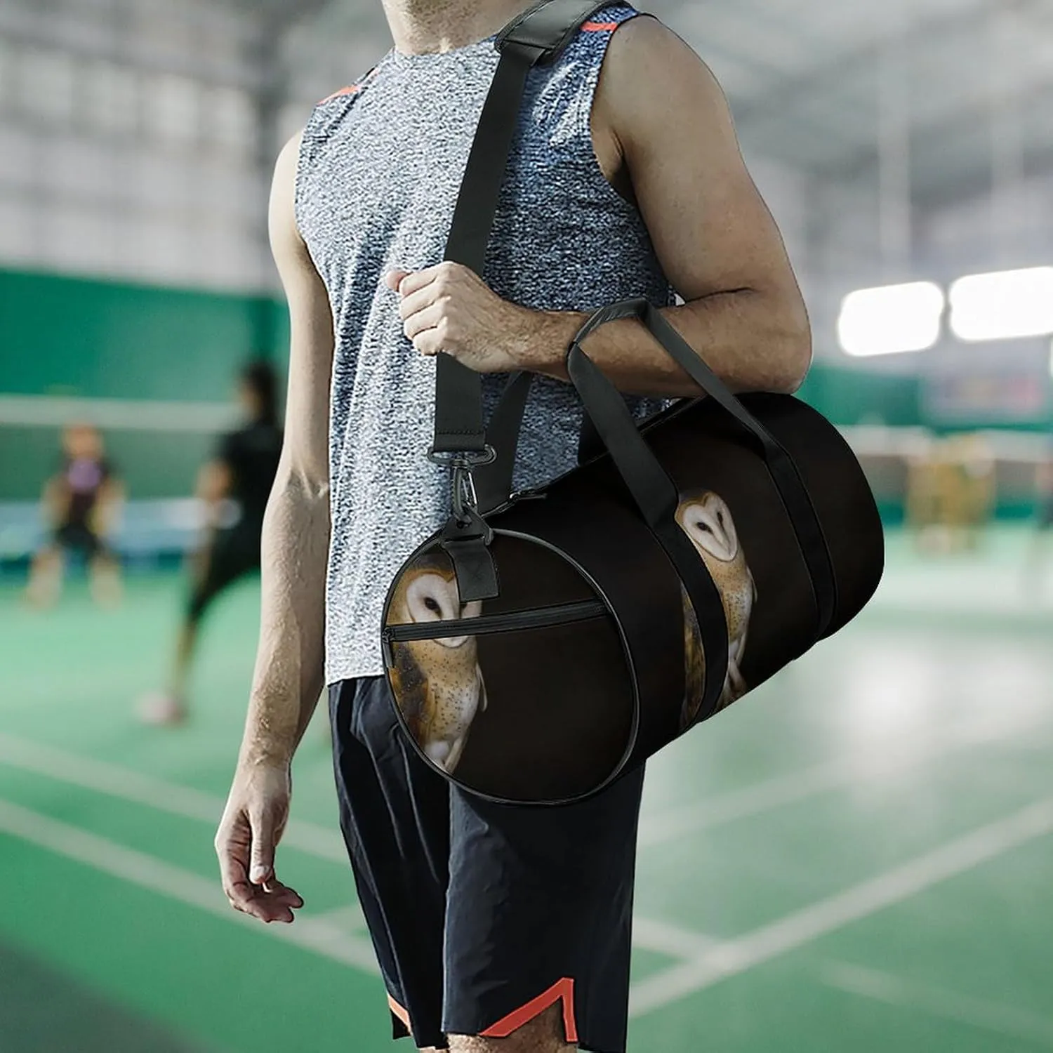 Gym Bag for Men Women Owl in The Dark Duffel Bag Overnight Bag with Compartment Gym Sackpac