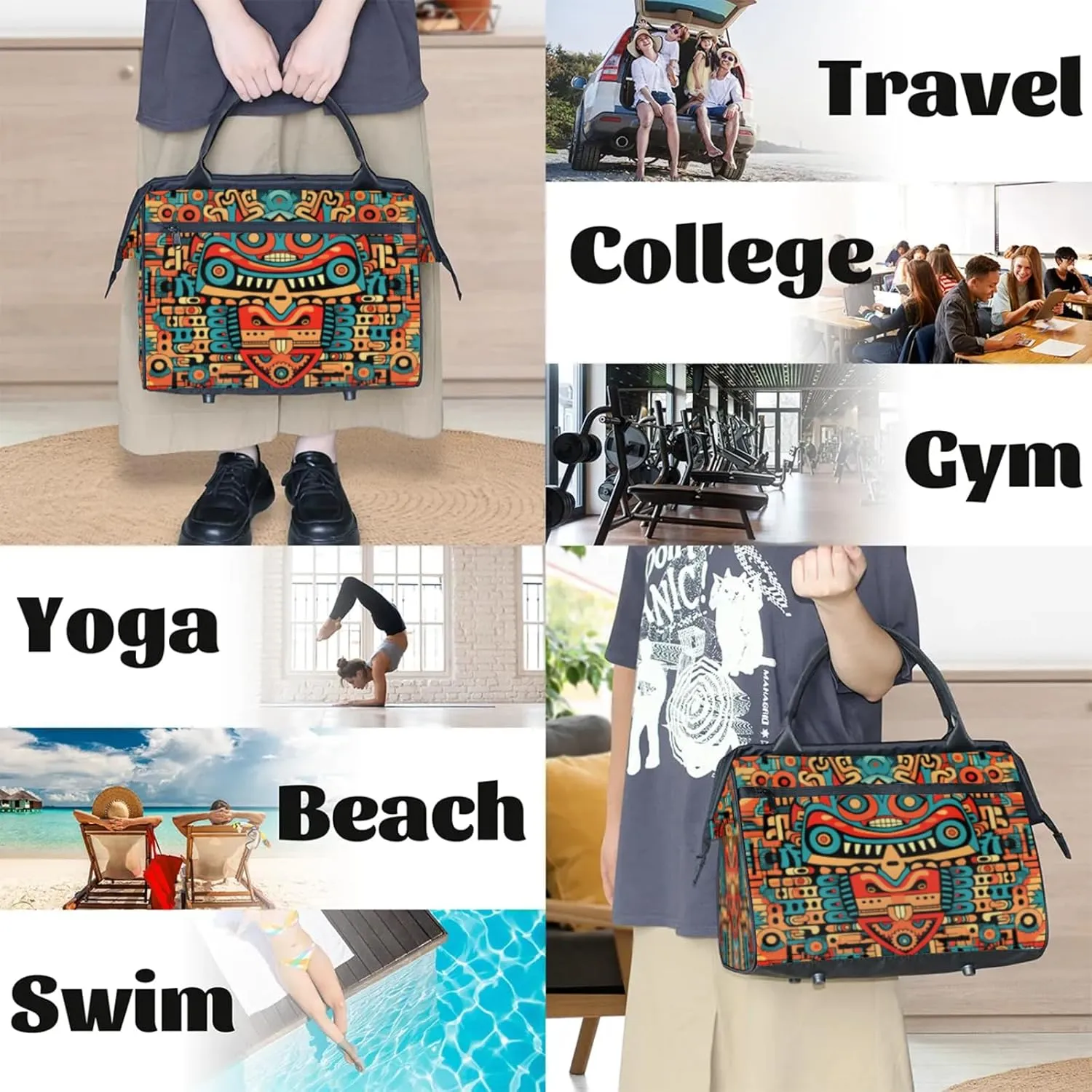 Gym Bag for Women Men, Travel Sports Duffel Bag with Trolley Sleeve Overnight Bag Carry On Tote Bag for Travel Gym Sport
