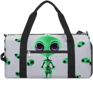 Gym Bag Green Alien Gym Bag for Women Men Backpack Gym Bag with Shoe Compartment Reusable Gym Bag Mini Gym Bag