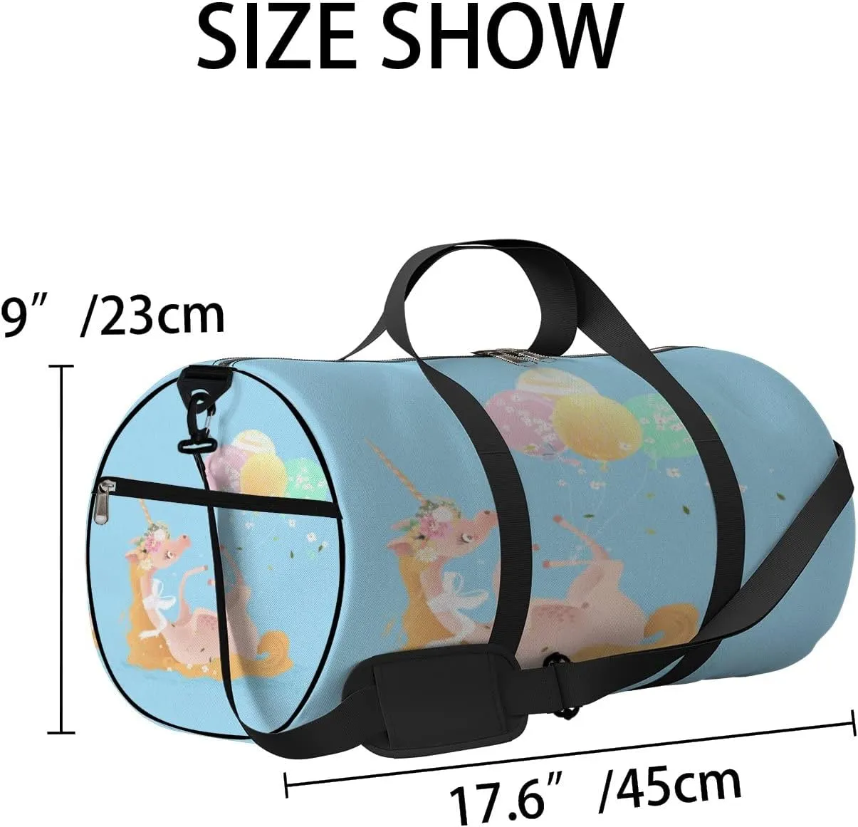Gym Bag Sports Travel Bag Beautiful Flowers Balloon Blue Weekender Bags with 2 Side Pocket Lightweight Waterproof Polyester Tote Bag for Swimming Yoga Women Men 9x17.6inch