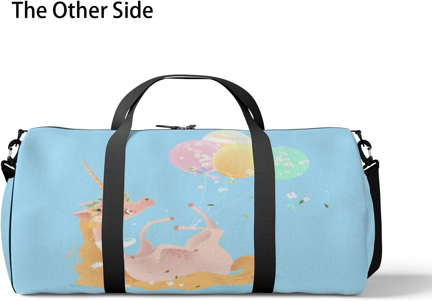 Gym Bag Sports Travel Bag Beautiful Flowers Balloon Blue Weekender Bags with 2 Side Pocket Lightweight Waterproof Polyester Tote Bag for Swimming Yoga Women Men 9x17.6inch