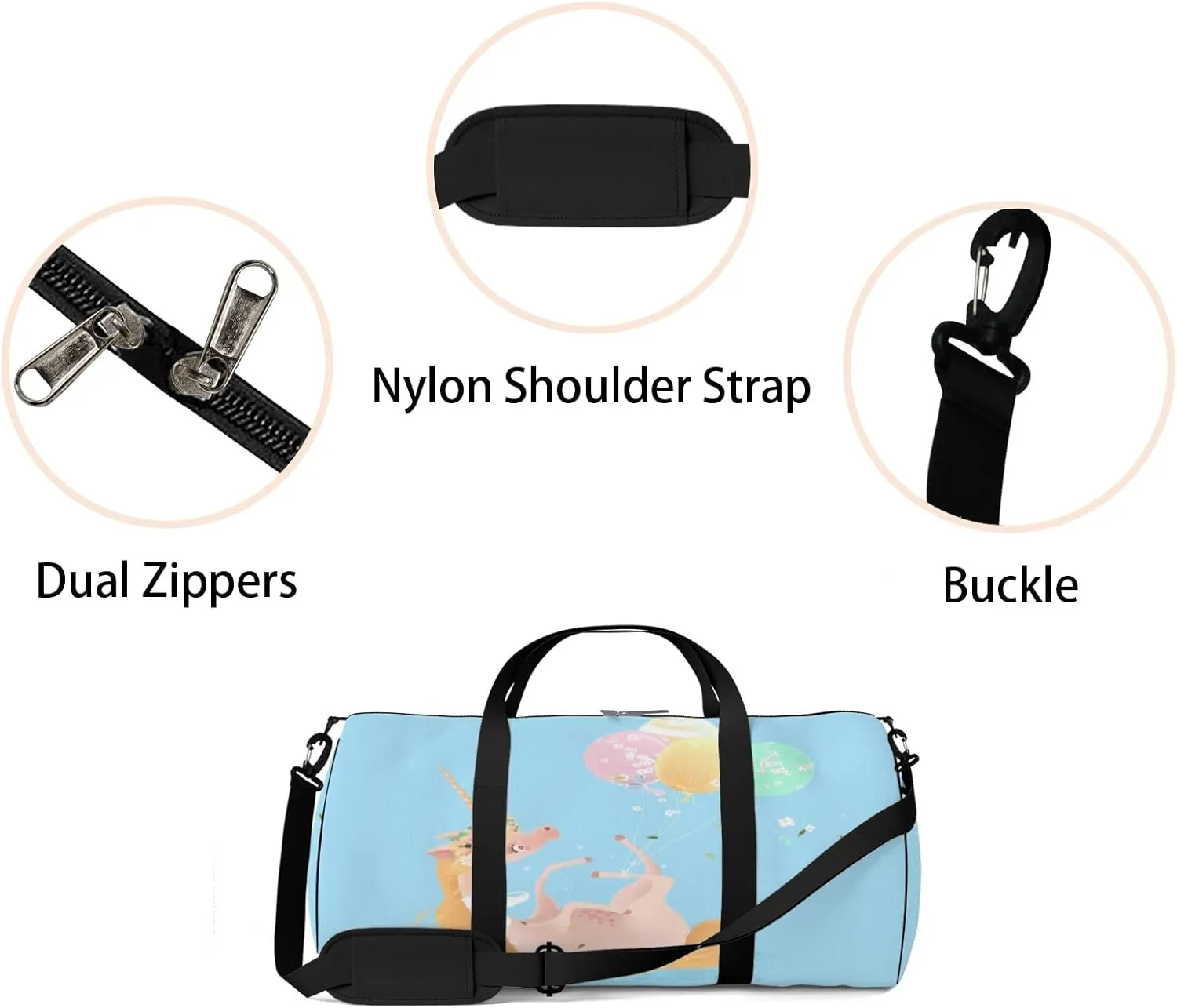 Gym Bag Sports Travel Bag Beautiful Flowers Balloon Blue Weekender Bags with 2 Side Pocket Lightweight Waterproof Polyester Tote Bag for Swimming Yoga Women Men 9x17.6inch