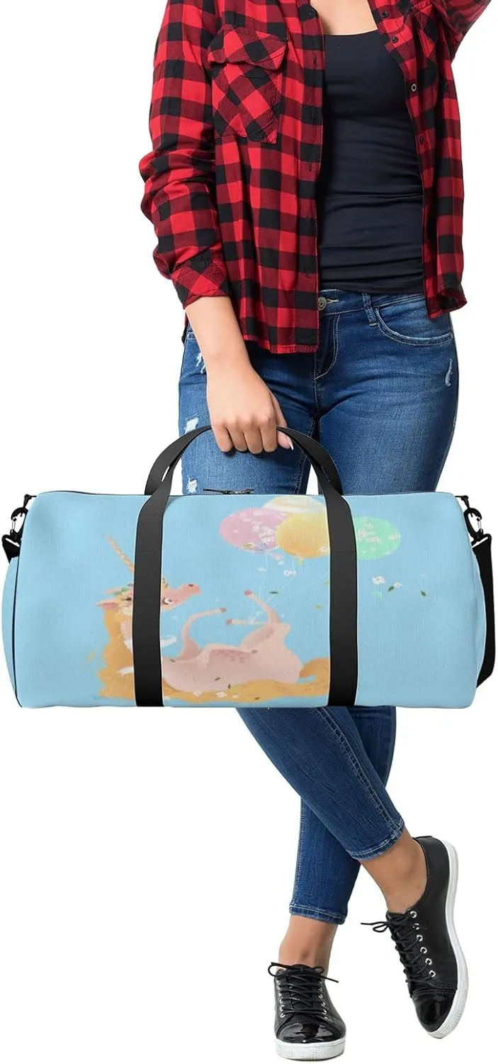 Gym Bag Sports Travel Bag Beautiful Flowers Balloon Blue Weekender Bags with 2 Side Pocket Lightweight Waterproof Polyester Tote Bag for Swimming Yoga Women Men 9x17.6inch