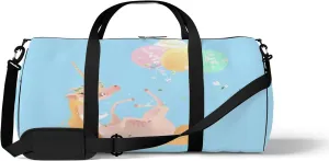 Gym Bag Sports Travel Bag Beautiful Flowers Balloon Blue Weekender Bags with 2 Side Pocket Lightweight Waterproof Polyester Tote Bag for Swimming Yoga Women Men 9x17.6inch