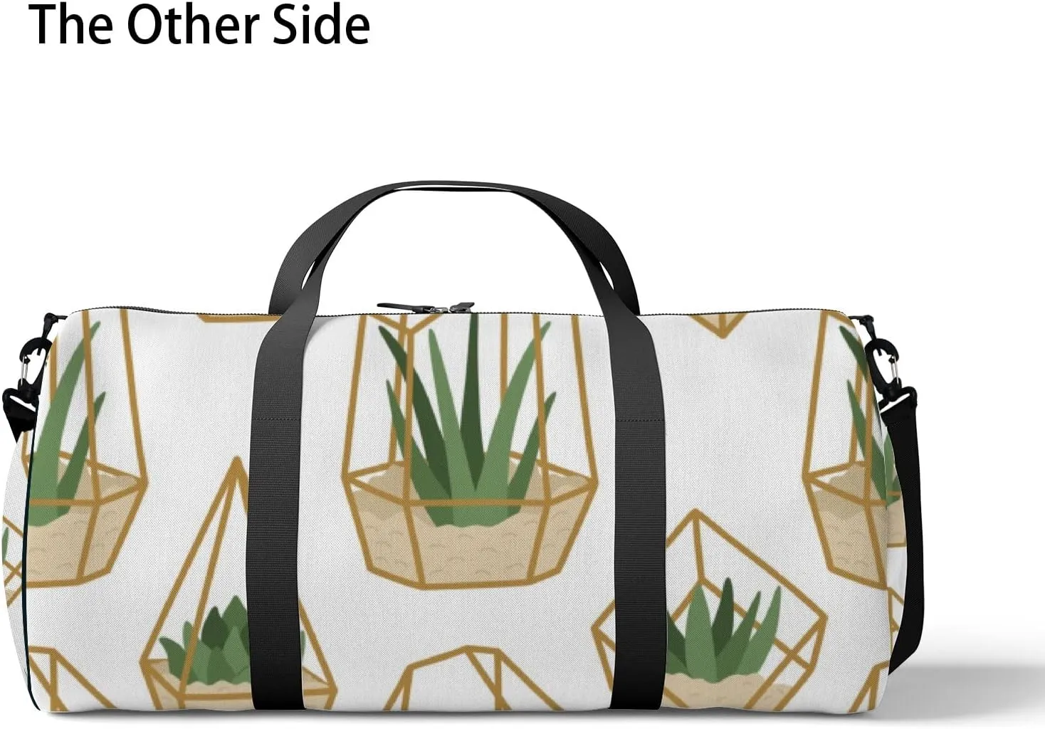 Gym Bag Sports Travel Bag Cacti Plants Grren Gold Grass Weekender Bags with 2 Side Pocket Lightweight Waterproof Polyester Tote Bag for Swimming Yoga Women Men 9x17.6inch