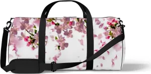 Gym Bag Sports Travel Bag Falling Flower Pink Weekender Bags with 2 Side Pocket Lightweight Waterproof Polyester Tote Bag for Swimming Yoga Women Men 9x17.6inch