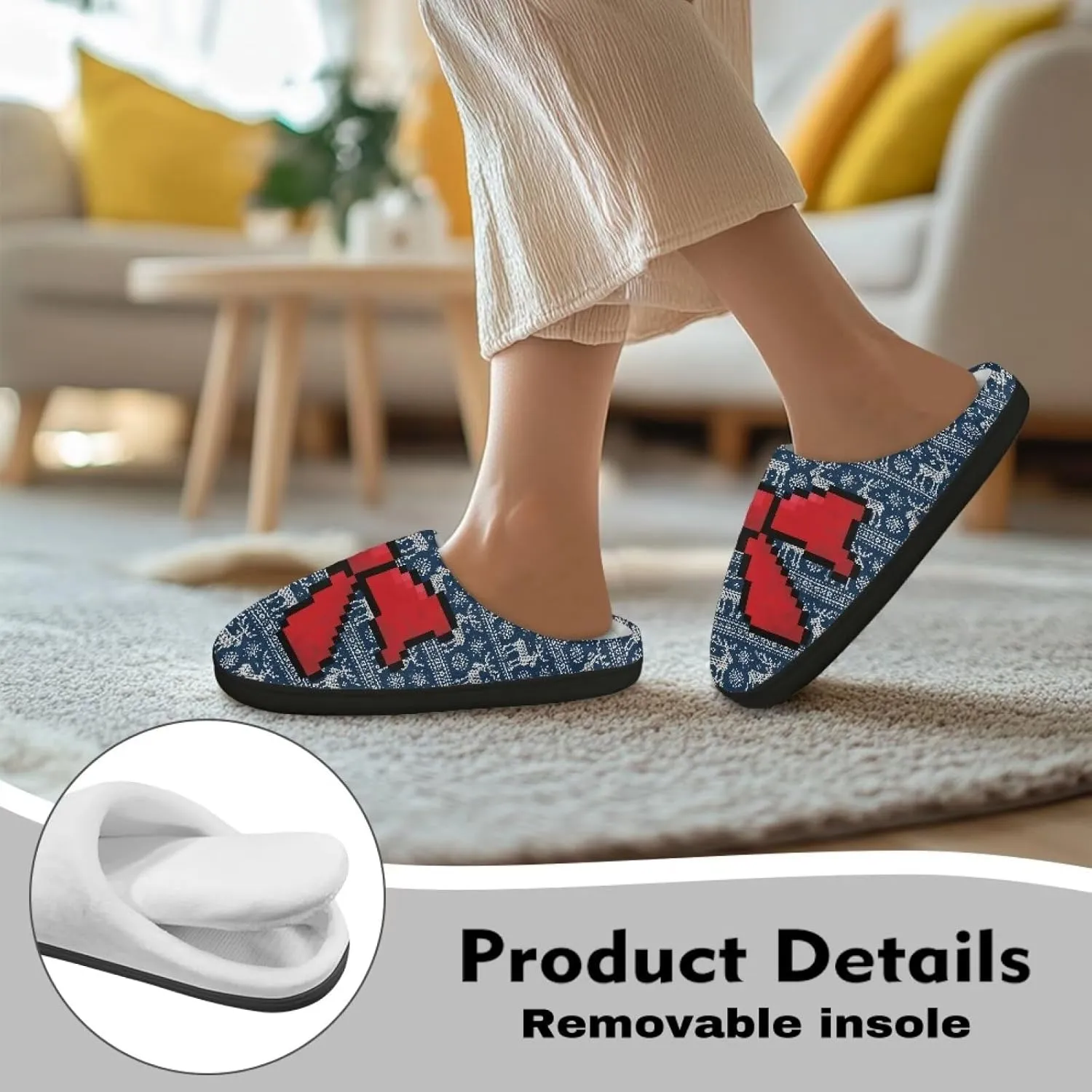 Halloween Christmas Designs Cotton Slippers for Women and Men Soft Warm Non-Slip House Slippers Travel Slippers