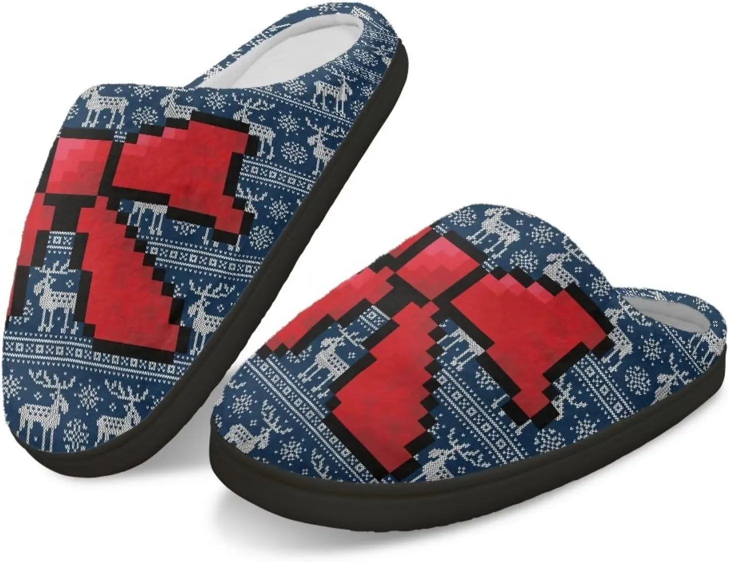 Halloween Christmas Designs Cotton Slippers for Women and Men Soft Warm Non-Slip House Slippers Travel Slippers