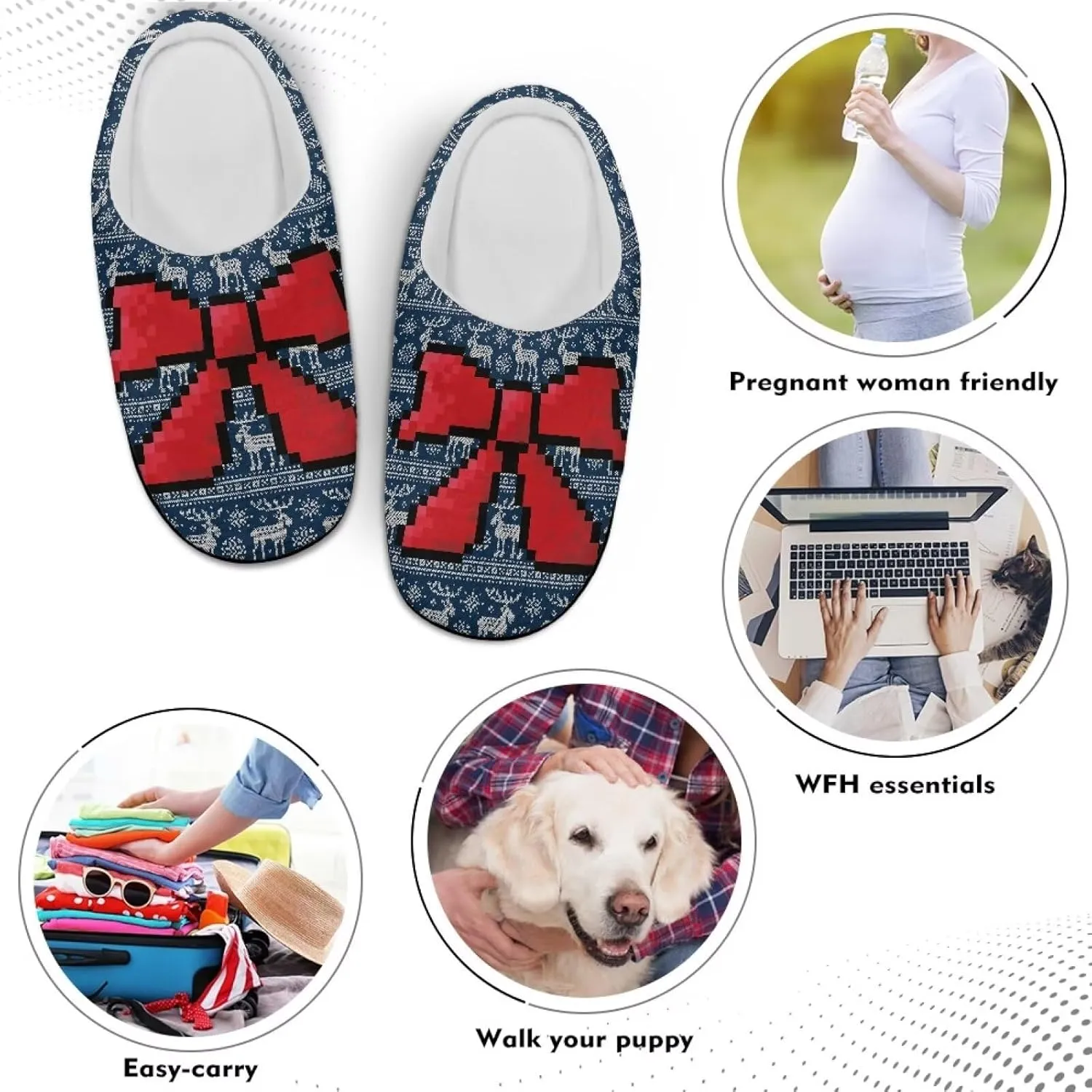 Halloween Christmas Designs Cotton Slippers for Women and Men Soft Warm Non-Slip House Slippers Travel Slippers