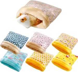 Hamster Sleeping Bag,Winter Soft Warm Bed Plush Small Pet Nest Snuggle Sack Hideout Pouch for Hedgehog Guinea Pig Squirrel Animals,Random Color Multi-colored 7.9x9.8 in
