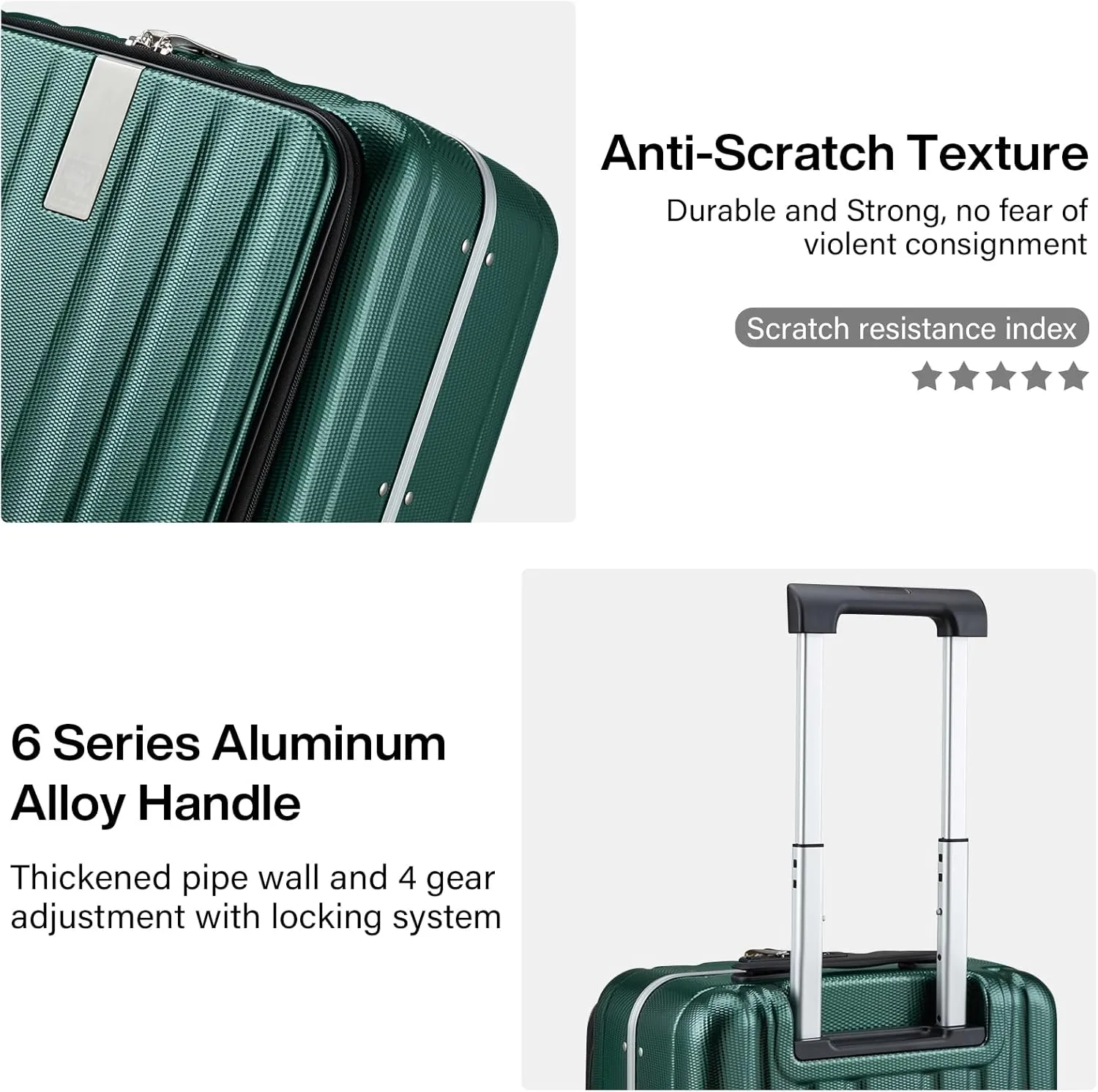 Hanke 16 Inch Underseat Carry On Suitcases with Wheels,Lightweight Hard Shell Carry on Luggage for Weekender,Top Opening Small Suitcase,Travel Luggage for Womem Men,Dark Green.