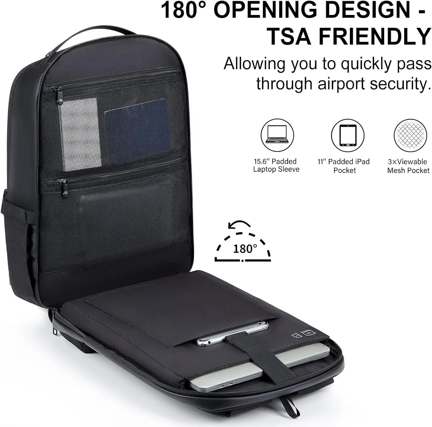Hanke Carry on Backpack Travel Laptop Backpack for Men & Women, Durable Rucksack Weekender Bag Daypack(Graphite Black)