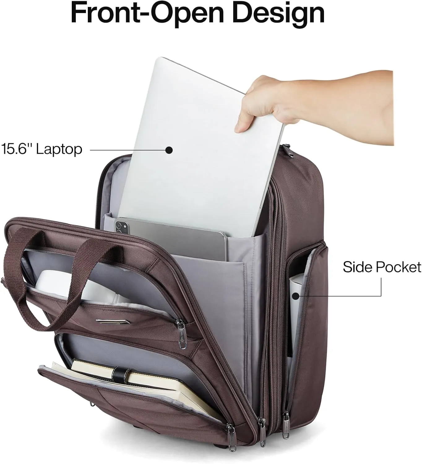 Hanke Softside Underseat Carry On Luggage with Wheels,Travel Luggage Rolling Bag Small Suitcase，Coffee, Underseater 16-Inch