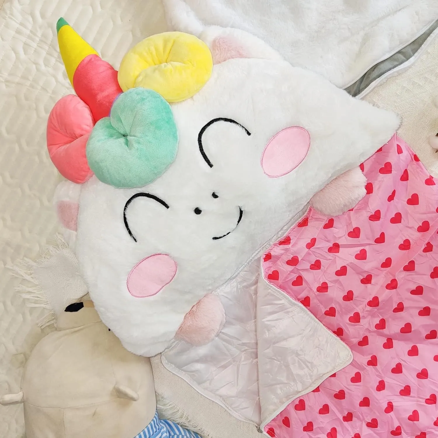 Happy Kids Sleeping Bag, Animal Bags, Sleepy Sack, Comfy, Cozy, Compact, Sleeping Bag with Pillow, Soft Pillow, Nap Mat, Wram Plush with Cotton, Slumber Bag