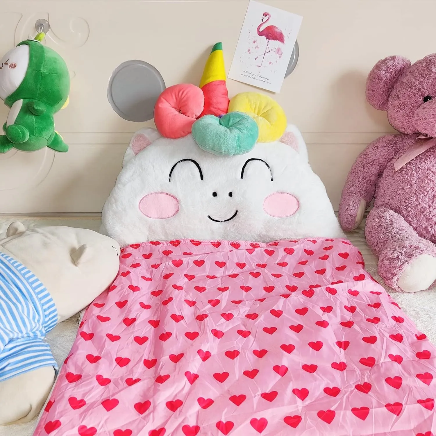 Happy Kids Sleeping Bag, Animal Bags, Sleepy Sack, Comfy, Cozy, Compact, Sleeping Bag with Pillow, Soft Pillow, Nap Mat, Wram Plush with Cotton, Slumber Bag