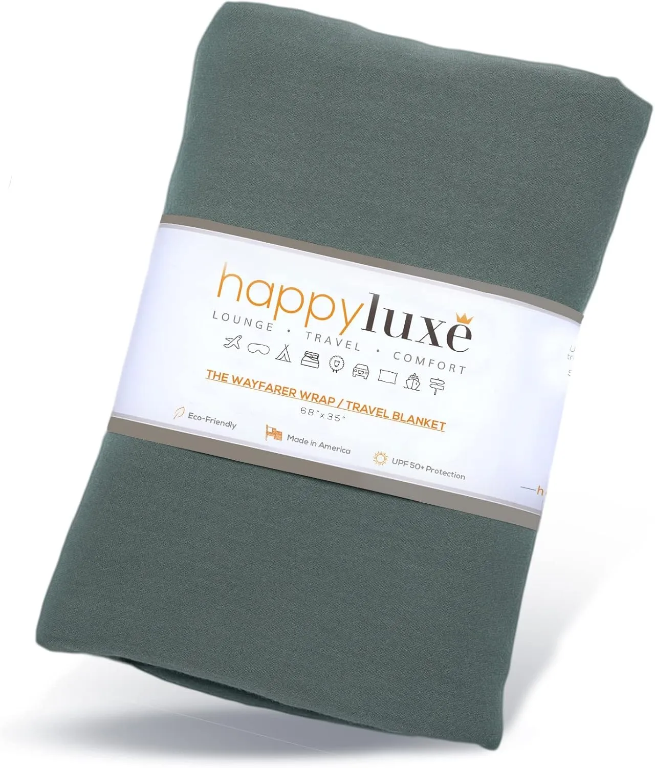 Happyluxe Travel Shawl Wraps for Women - Eco-Cashmere Wrap 68x35in. Scarf, Airplane Blanket. Made In USA