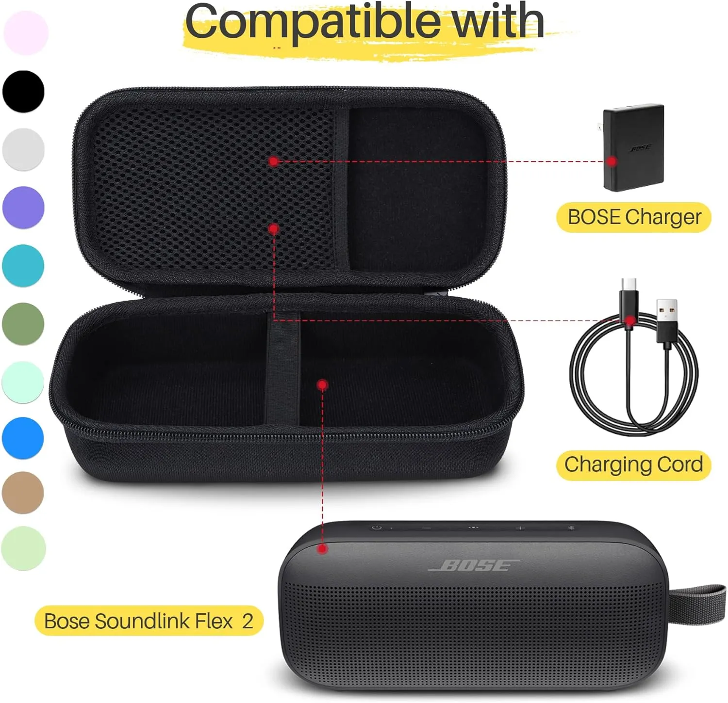 Hard Case Compatible with Bose SoundLink Flex 2nd Gen/Bose SoundLink Flex Portable Speaker, Black Case
