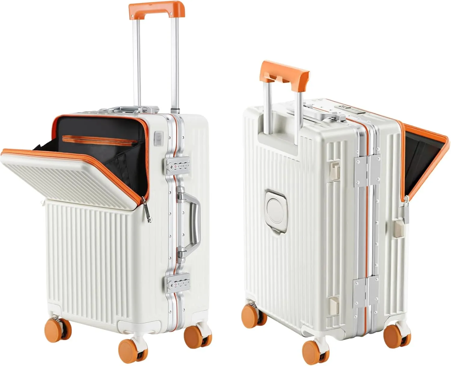 Hard Shell Luggage 20 Inch Travel Luggage, Carry-On Luggage Spinner TSA with Lid, PC ABS Aluminum Frame，Lightweight Travel Luggage 20'' 24'' 26'' Carry-On (orange, 20 inch)
