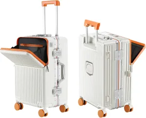 Hard Shell Luggage 20 Inch Travel Luggage, Carry-On Luggage Spinner TSA with Lid, PC ABS Aluminum Frame，Lightweight Travel Luggage 20'' 24'' 26'' Carry-On (orange, 20 inch)