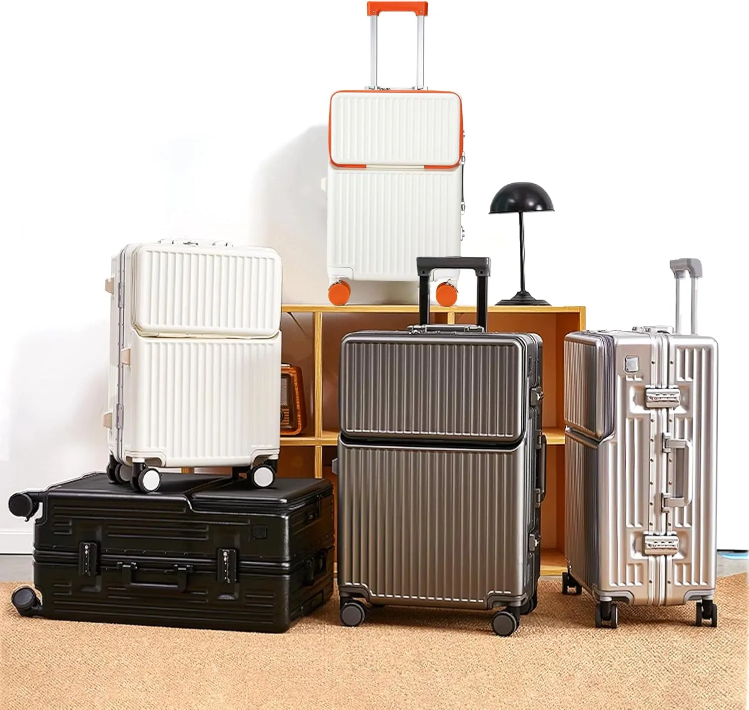 Hard Shell Luggage 20 Inch Travel Luggage, Carry-On Luggage Spinner TSA with Lid, PC ABS Aluminum Frame，Lightweight Travel Luggage 20'' 24'' 26'' Carry-On (orange, 20 inch)