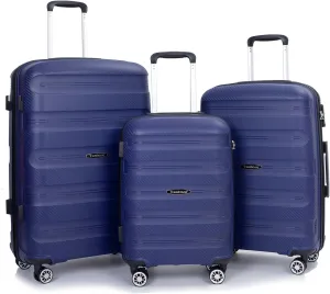 Hardshell Luggage Sets 3 Piece, Lightweight Suitcase Set with Spinner Wheels TSA Lock, Travel Carry-on and Checked Luggage, 3-Piece Set(20/24/28), Dark Bule