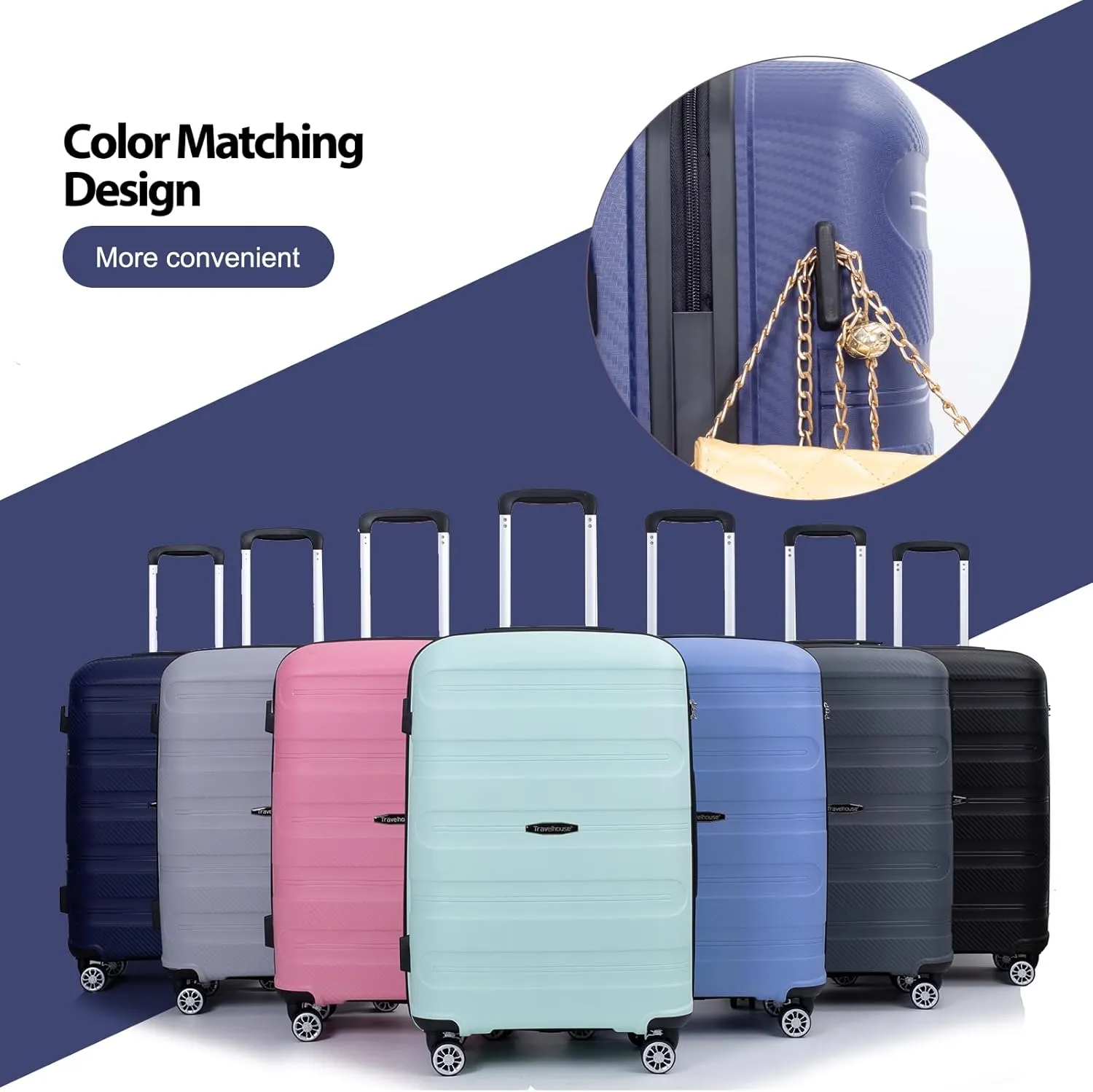 Hardshell Luggage Sets 3 Piece, Lightweight Suitcase Set with Spinner Wheels TSA Lock, Travel Carry-on and Checked Luggage, 3-Piece Set(20/24/28), Dark Bule