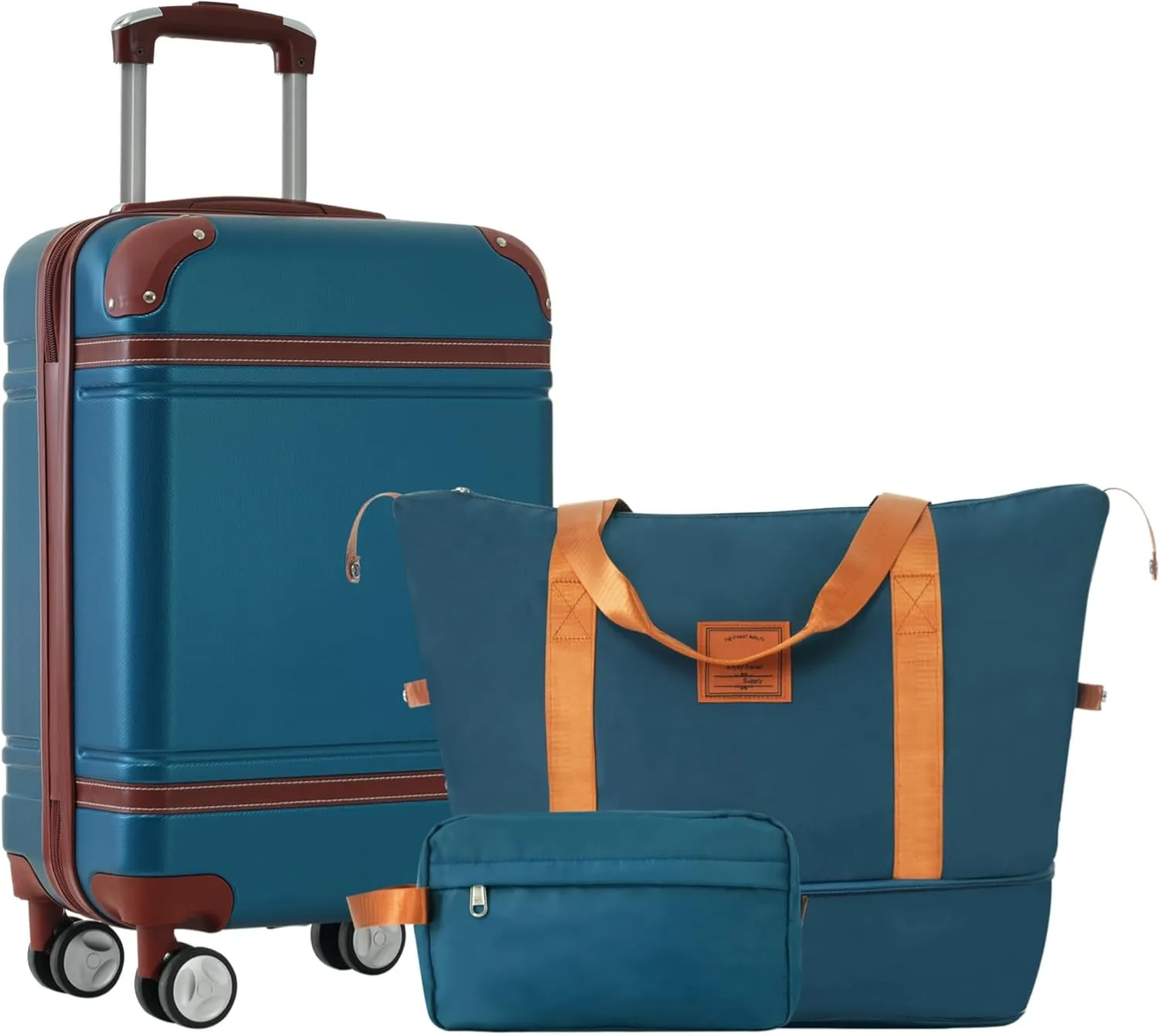 Hardshell Luggage Sets with Bags Carry-on Suitcase Double Spinner Wheels with TSA Lock,Single Vintage Luggage 20 IN, (Blue)