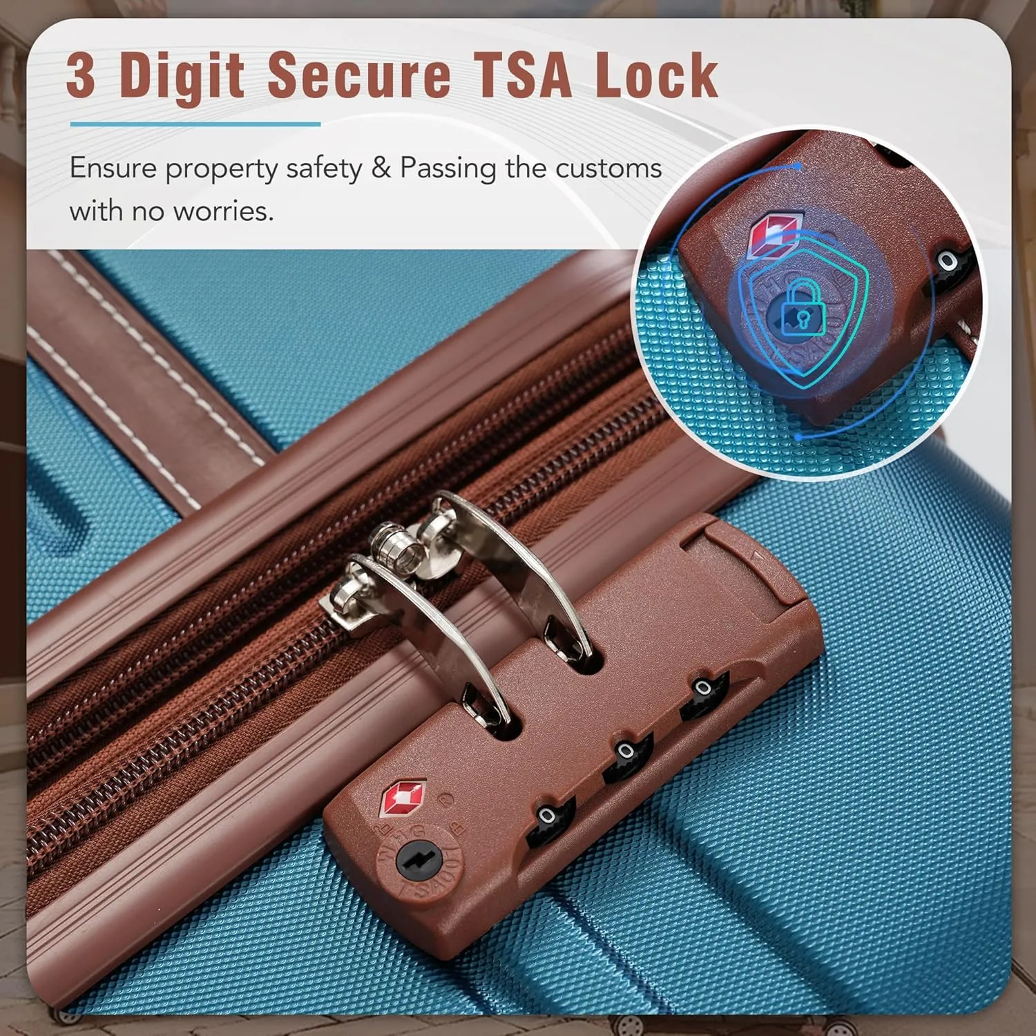 Hardshell Luggage Sets with Bags Carry-on Suitcase Double Spinner Wheels with TSA Lock,Single Vintage Luggage 20 IN, (Blue)