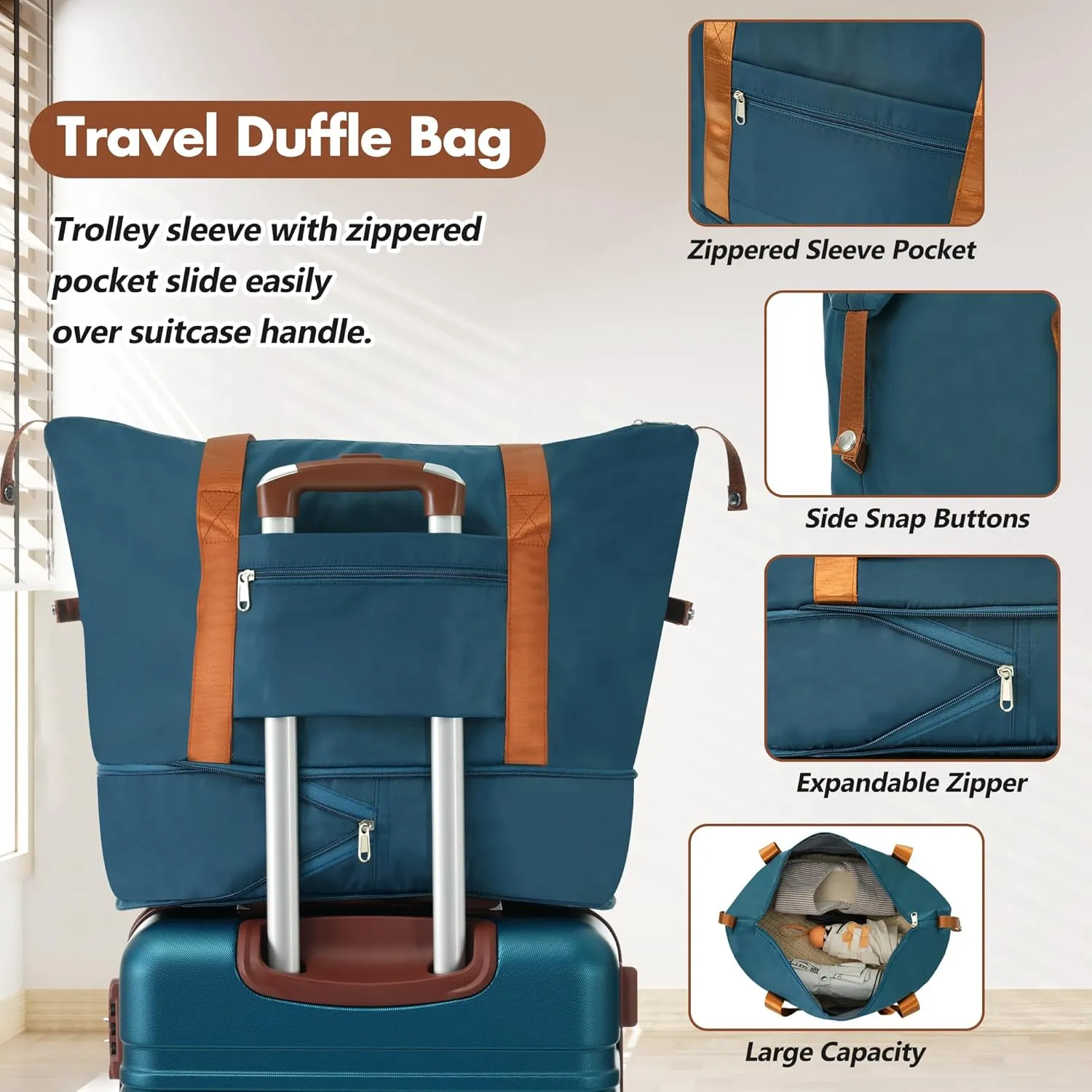Hardshell Luggage Sets with Bags Carry-on Suitcase Double Spinner Wheels with TSA Lock,Single Vintage Luggage 20 IN, (Blue)