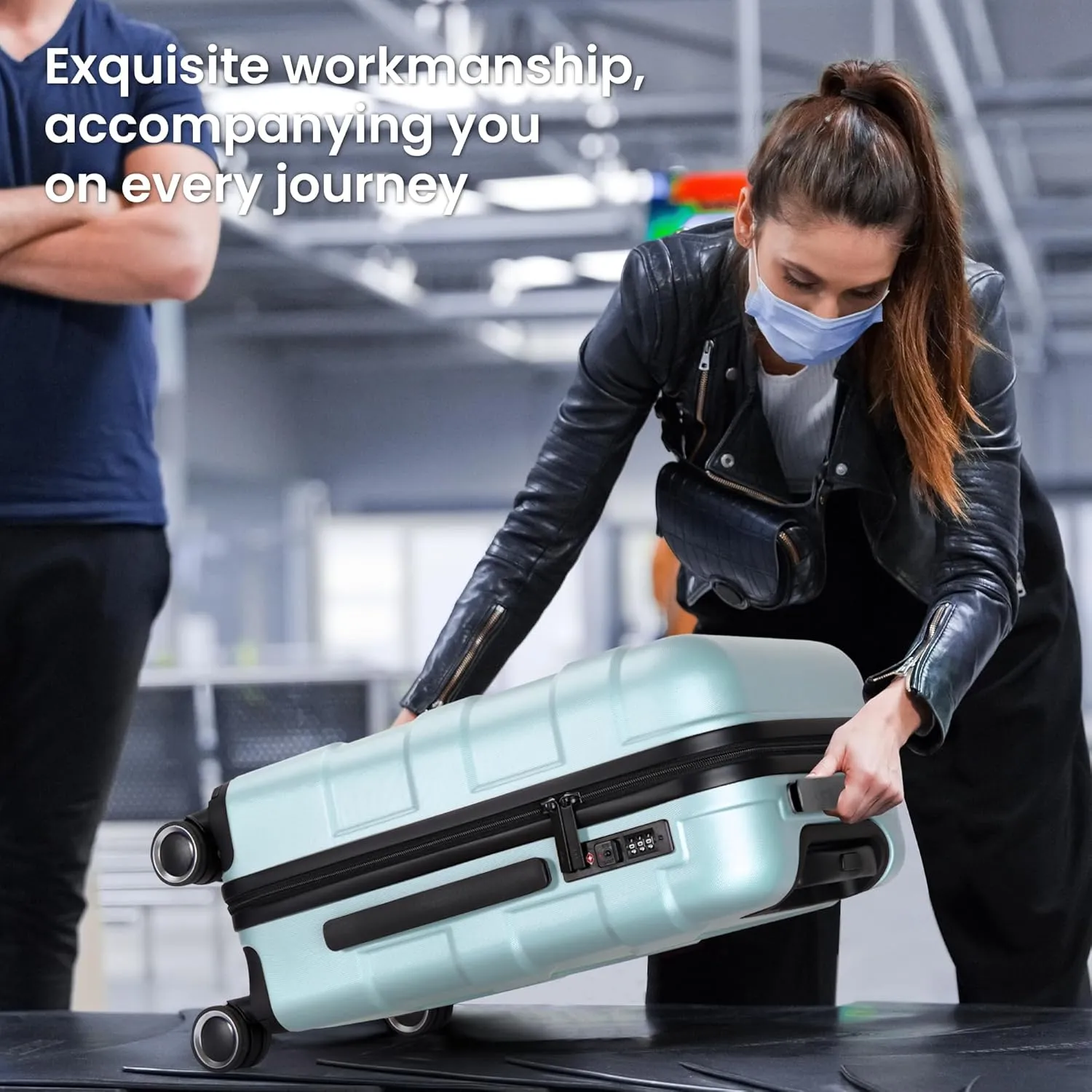 Hardside Carry On Luggage 22x14x9 Airline Approved with Spinner Wheels, 20-inch Carry-On Suitcase for Men & Women, Green