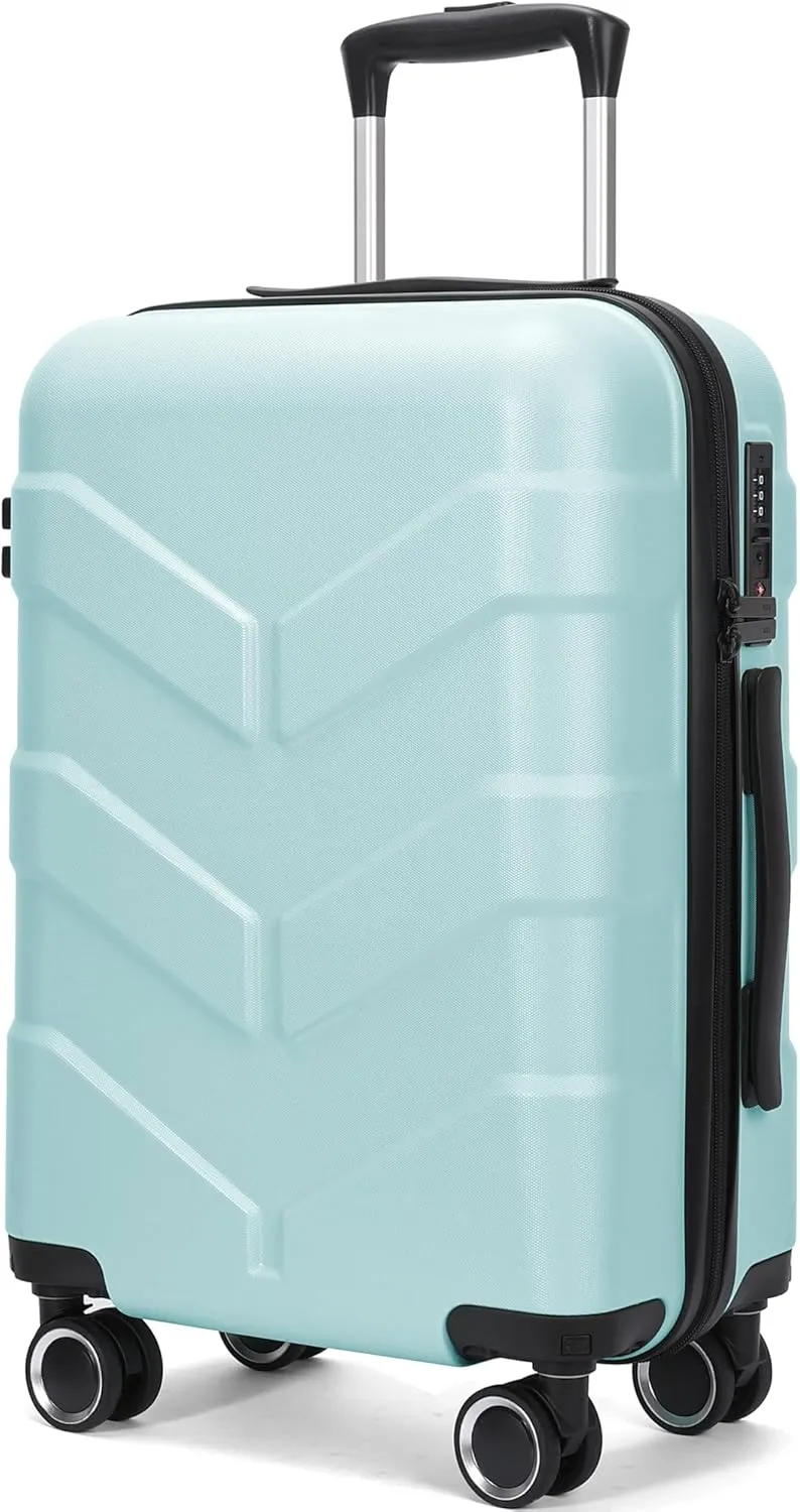 Hardside Carry On Luggage 22x14x9 Airline Approved with Spinner Wheels, 20-inch Carry-On Suitcase for Men & Women, Green