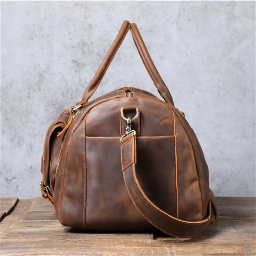 HBJWOV Oversized Capacity Travel Bag Men's Vintage Hand Luggage Bag