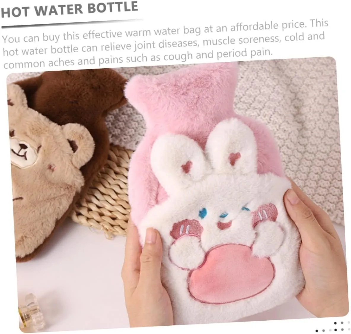 HEALLILY Plush Hot Water Bag Hot Water Bottle Reusable Hot Water Bag Water Heating Pad Menstrual Cramp Heating Pad Plush Animals Refillable Hot Water Bag Warm Hands Rubber Hot Bottle Child