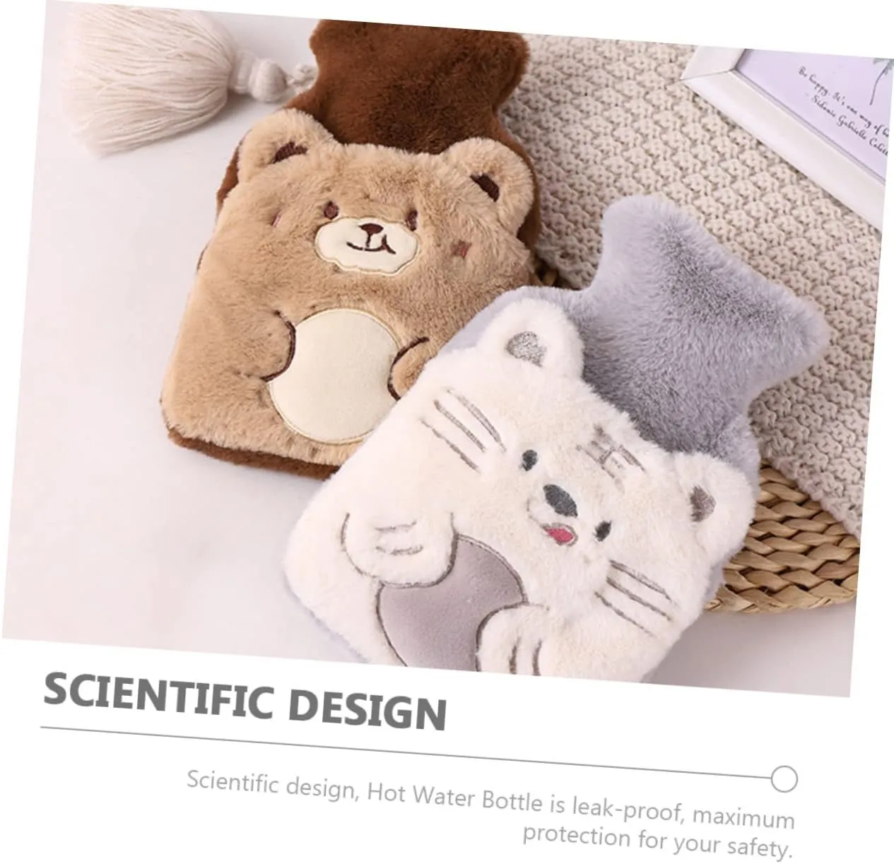 HEALLILY Plush Hot Water Bag Hot Water Bottle Reusable Hot Water Bag Water Heating Pad Menstrual Cramp Heating Pad Plush Animals Refillable Hot Water Bag Warm Hands Rubber Hot Bottle Child
