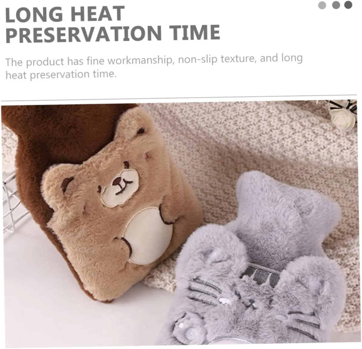 HEALLILY Plush Hot Water Bag Hot Water Bottle Reusable Hot Water Bag Water Heating Pad Menstrual Cramp Heating Pad Plush Animals Refillable Hot Water Bag Warm Hands Rubber Hot Bottle Child