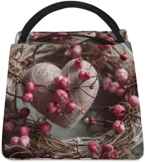 Heart Shape Surrounded Lunch Bag for Women Men Reusable Lunch Tote Bags Insulated Lunch Box Large Capacity Lunchbox Cooler Lunch Container for Work Office Picnic Travel